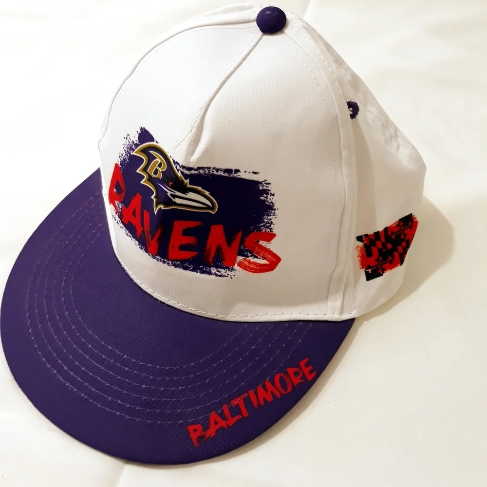 NFL Baltimore Ravens Cap White and Purple Adjustable Ball Cap New with Tag Hat